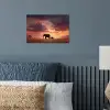 Olifanten - Grasland - Zonsondergang poster papier klein -sfeer2