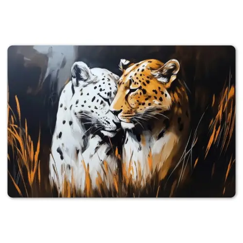 Luipaard - Oranje - Wit - Gras Placemat vinyl groot -zzsfeer1_Kitchenyeah-website