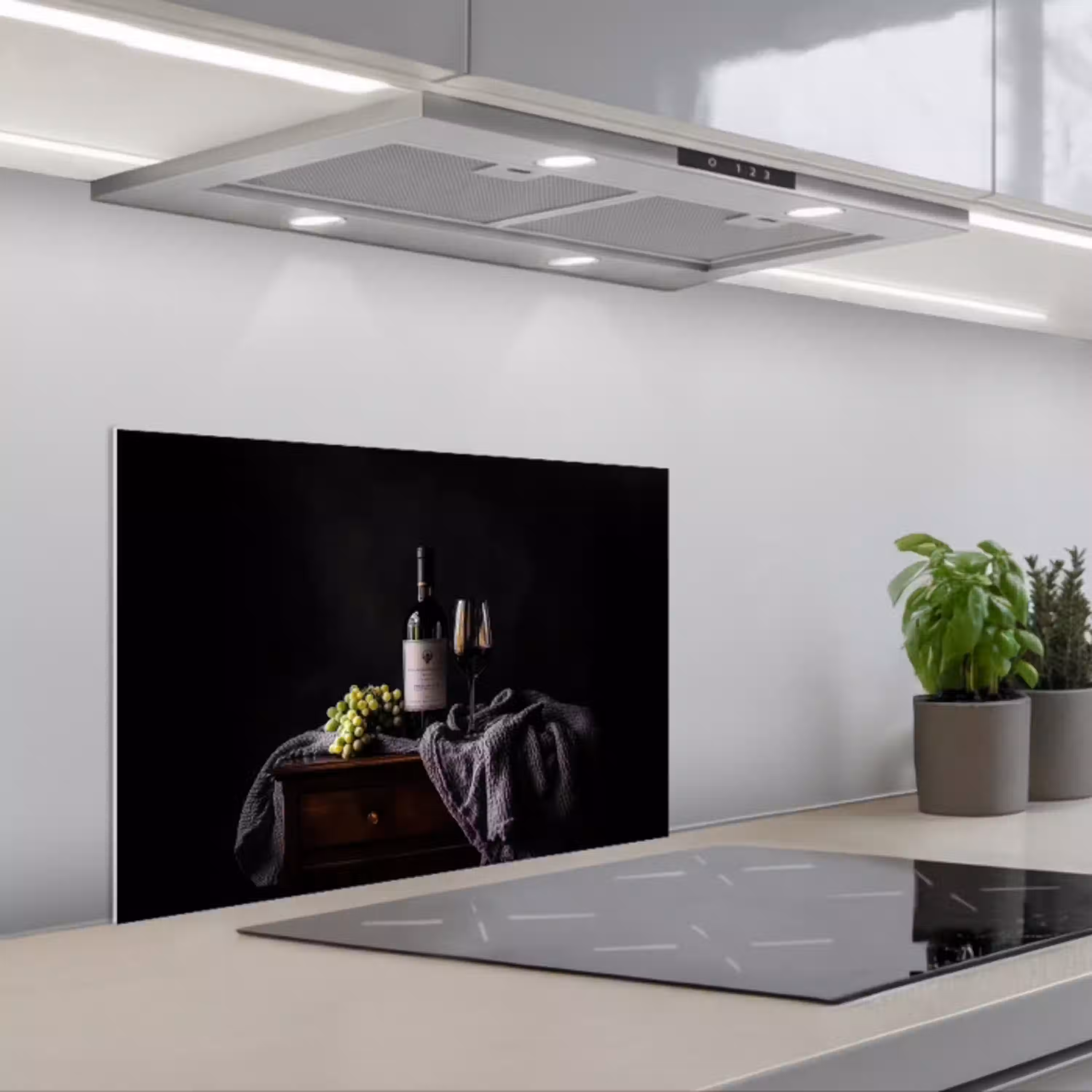 Druiven - Wijn - Rood - Tafel keuken achterwand spatscherm klein -3d_schuin