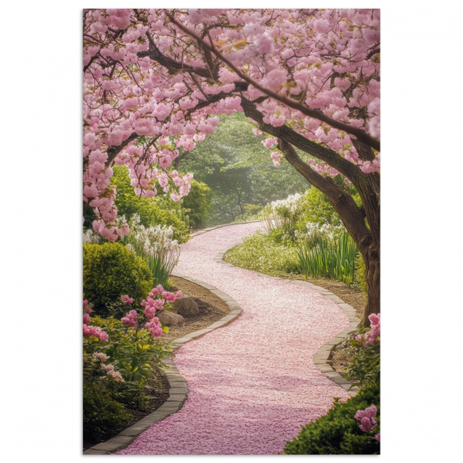 Kersenbloesem - Natuur - Sakura - Pad - Japanse tuin poster papier klein -3d