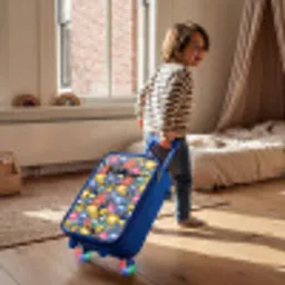 Beestjes met Grote Oogjes Kinderkoffer - Blauw klein -sfeer1