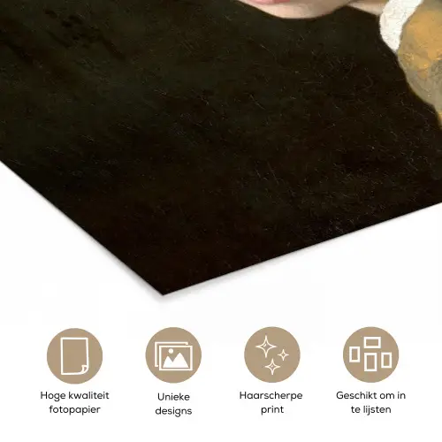 Meisje met de parel - Schilderij - Oude meesters - Vermeer poster papier klein -closeup_NL