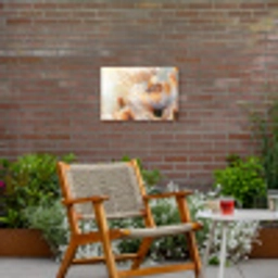 Vlinder - Bloem - Oranje Tuinposter op houten frame 2 cm dik klein -sfeer3