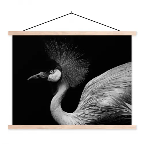 Kraanvogel - Zwart - Wit - Vogel - Dieren textielposter latten blank klein -3d