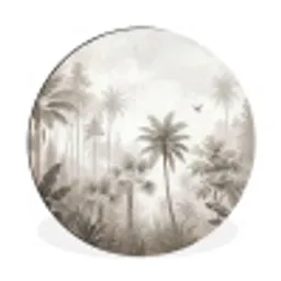 Jungle - Palmbomen - Natuur Wandcirkel aluminium klein -3d