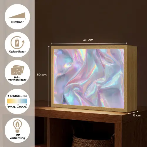Golvend - Pasteltinten - Glanzend - Stof Light Box met batterij (Wandlamp) middel -USP_websiteoverzichtNL