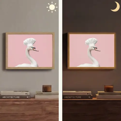 Zwaan - Koksmuts - Mooi - Klassiek Light Box met batterij (Wandlamp) middel -sfeer3