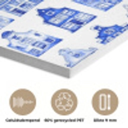 Patroon - Huizen - Blauw PET vilt klein 837 -closeup_NL