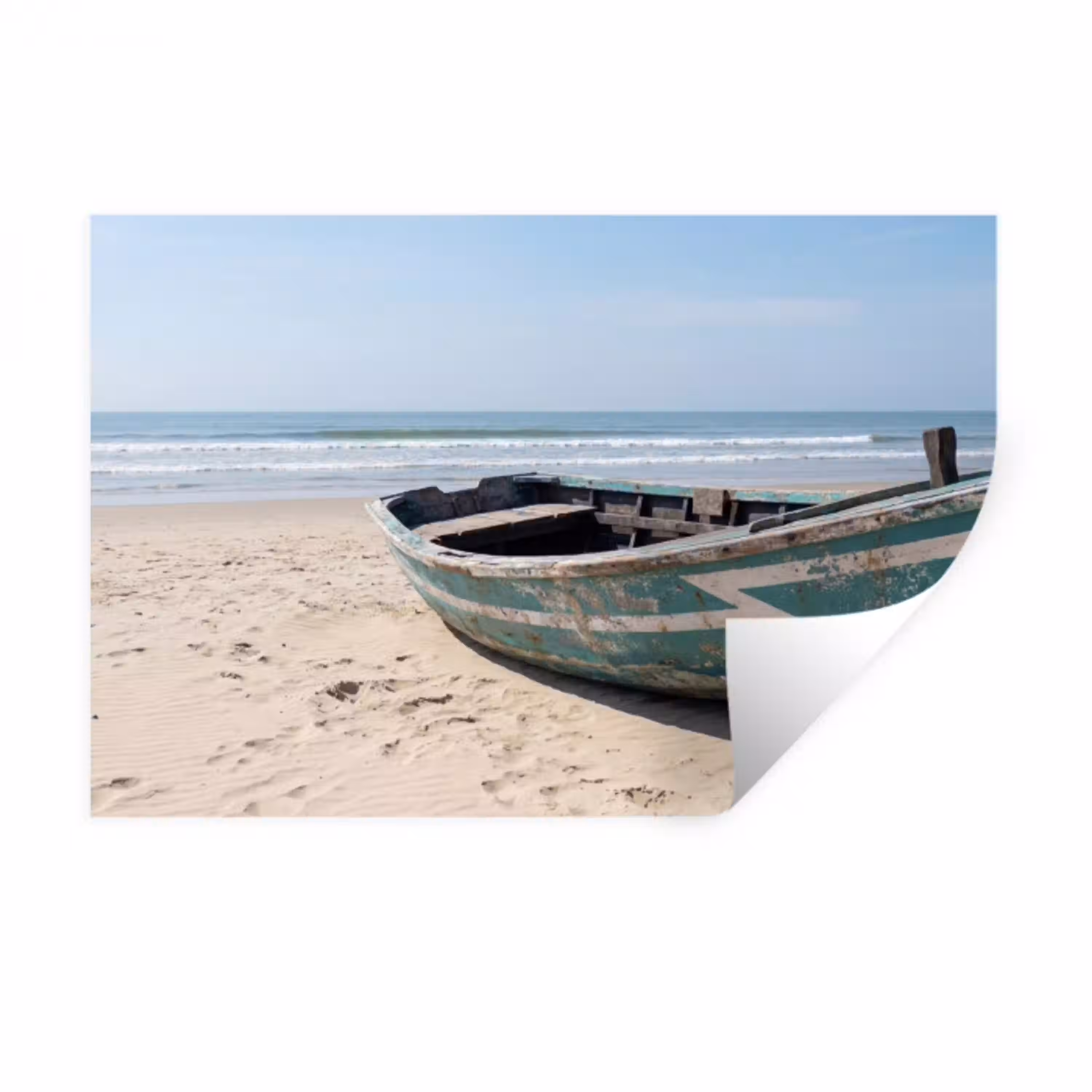 Boot - Zandstrand - Zee Muursticker klein -3d