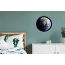 Aarde - Ruimte - Blauw - Groen Wandcirkel aluminium klein -slaapkamer