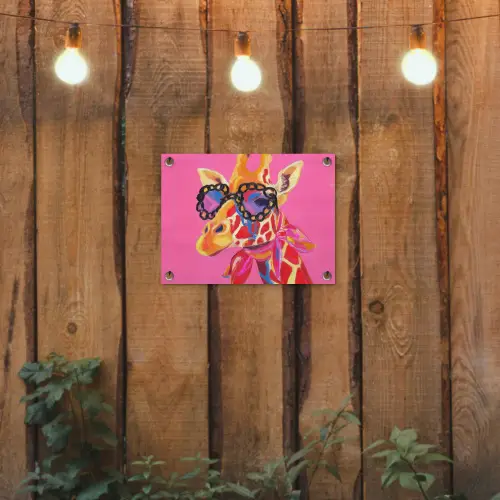 Giraf - Roze - Bril - Sjaal tuinposter los doek klein -sfeer1