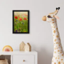 Lente - Bloemen - Rood - Klaproos - Gras - Groen fotolijst zwart zonder passe partout klein -usfeer4_kinderkamer