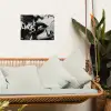 Gezicht - Mond - Graffiti - Zwart tuinposter los doek klein -sfeer7