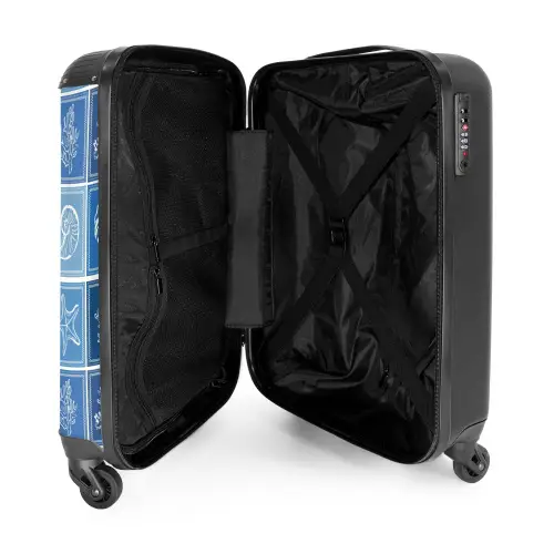 Blauwe zomer print NBS - Handbagage koffer - Volwassenen Unisex middel -binnenkant