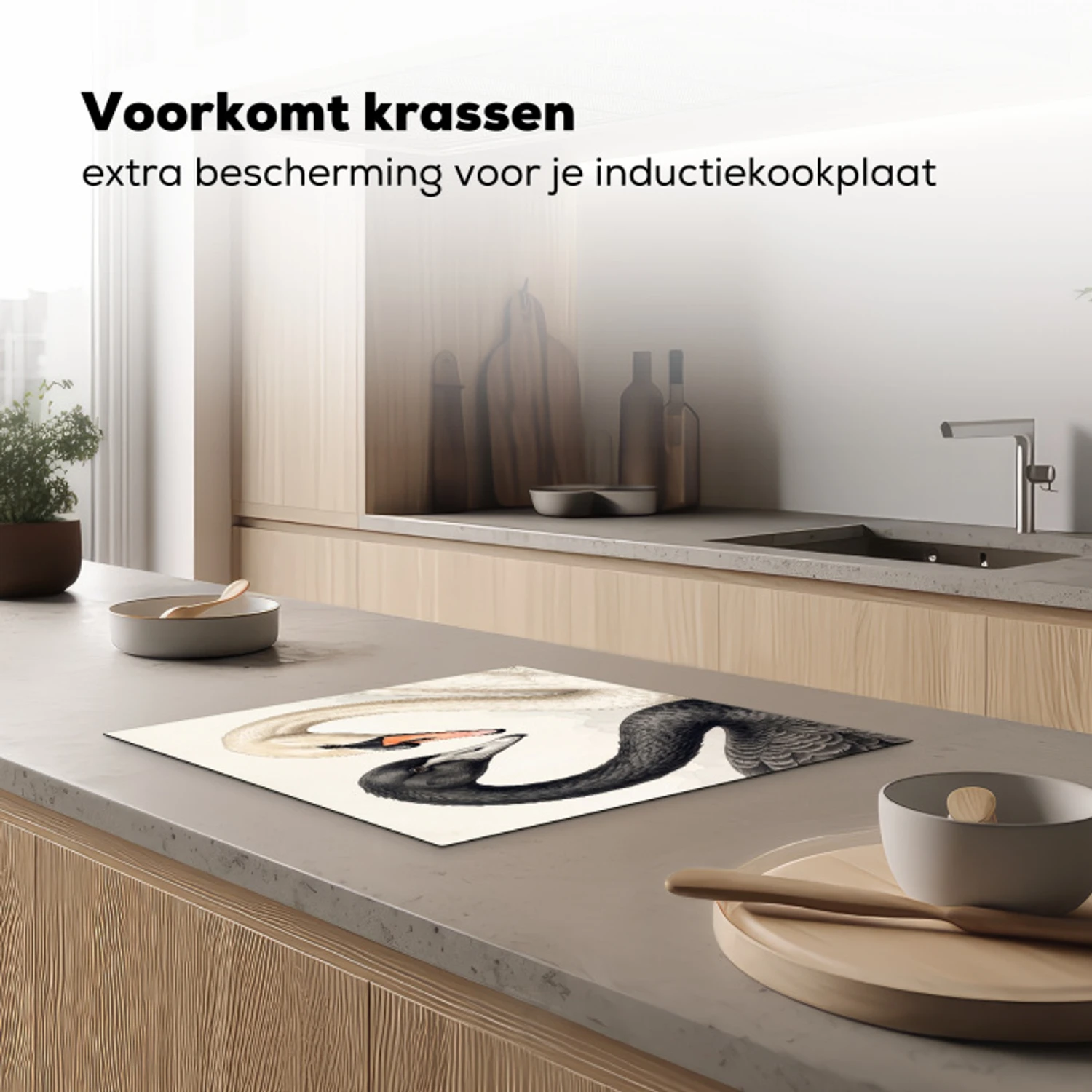 Zwanen - Hartvorm - Dieren Inductie beschermer vinyl 3mm middel -sfeer1