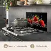 Aardbeien - Fruit - Rood - Water - Zwart keuken achterwand spatscherm klein -usp_NL