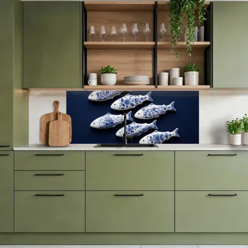 Vissen - Delfts - Blauw - Keramiek keuken achterwand 2 middel -sfeer3