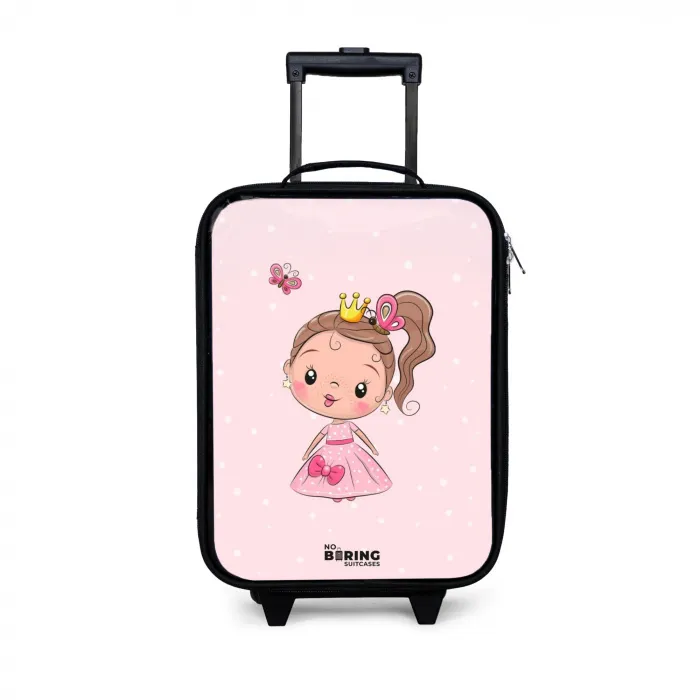 Prinses met een roze jurk Kinderkoffer - Zwart klein -3d