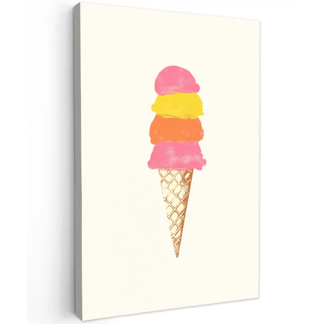 Schepijs - Hoorntje - Illustratie - Minimalistisch canvas 2cm klein -z3d