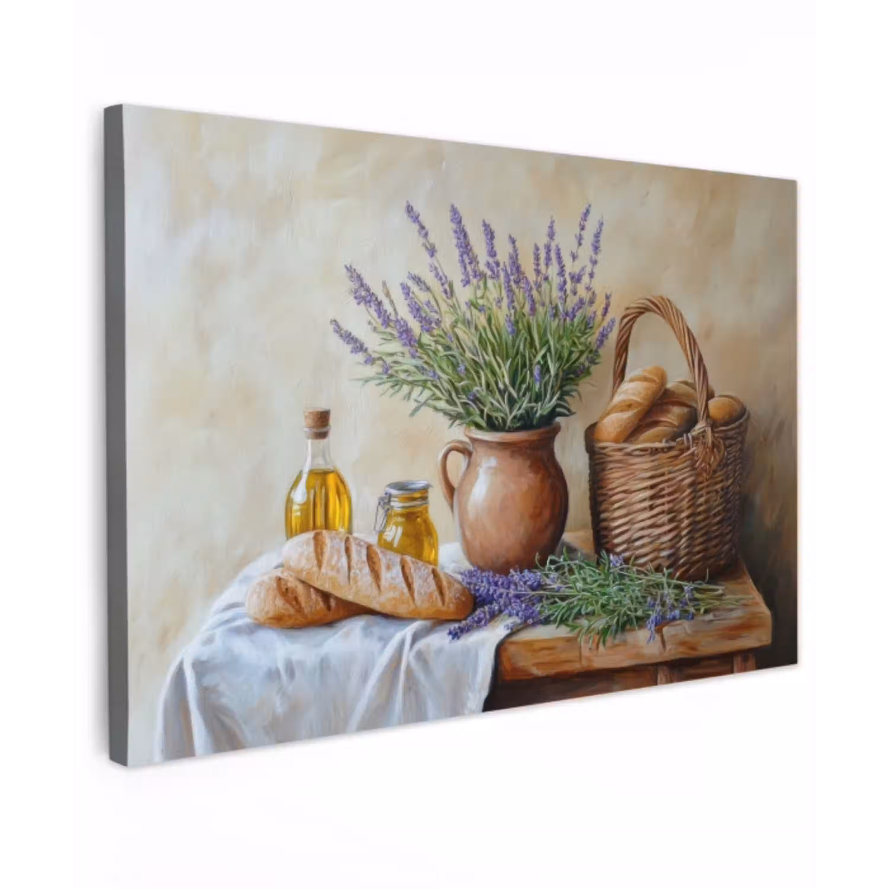 Lavendel - Brood - Stilleven Tuinposter op houten frame 2 cm dik klein -3d