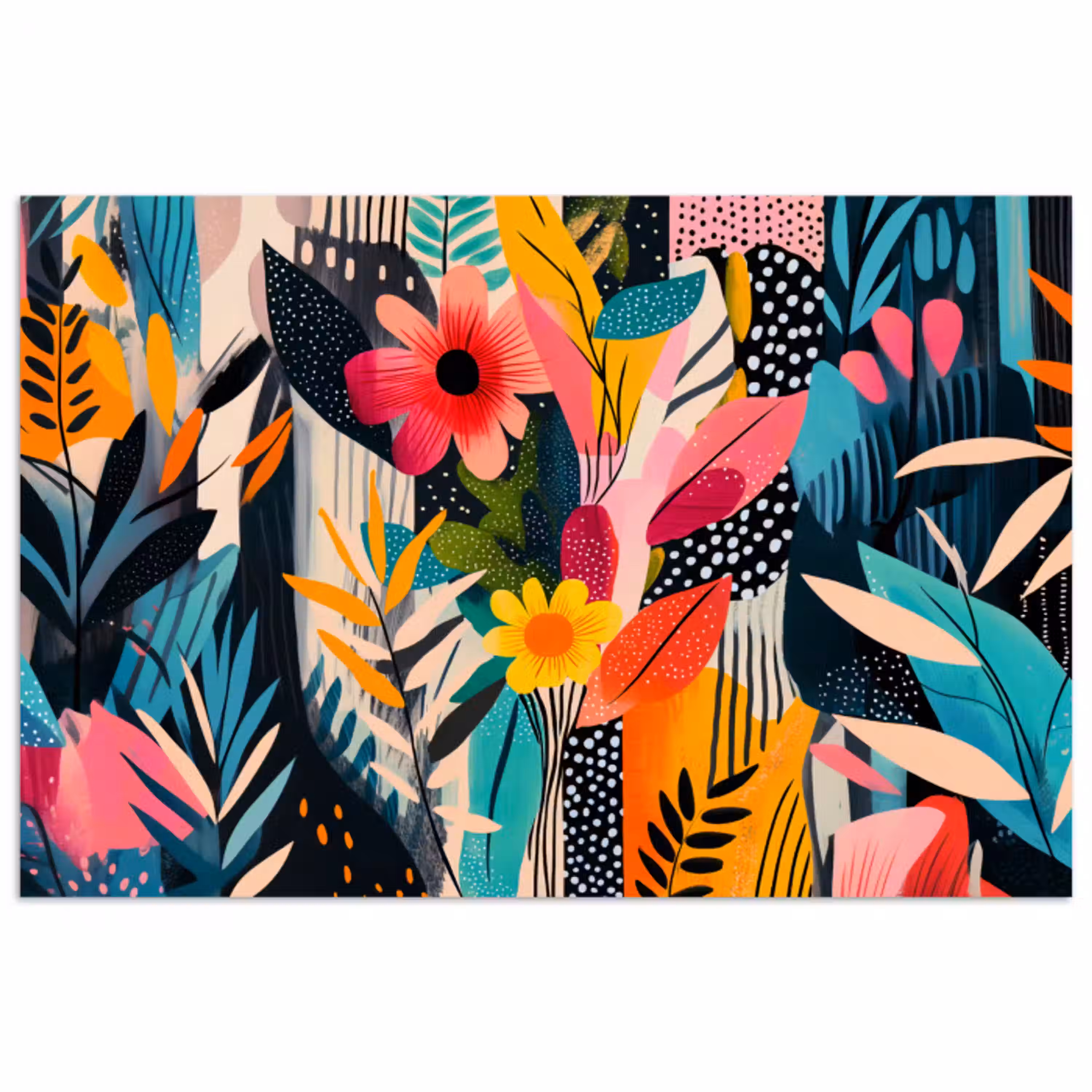 Schilderij - Abstract - Bloemen - Roze poster papier klein -3d