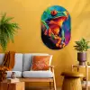 Kikker - Felgekleurd - Tak - Regenboog Wandcirkel Ovaal Glas middel -sfeer4