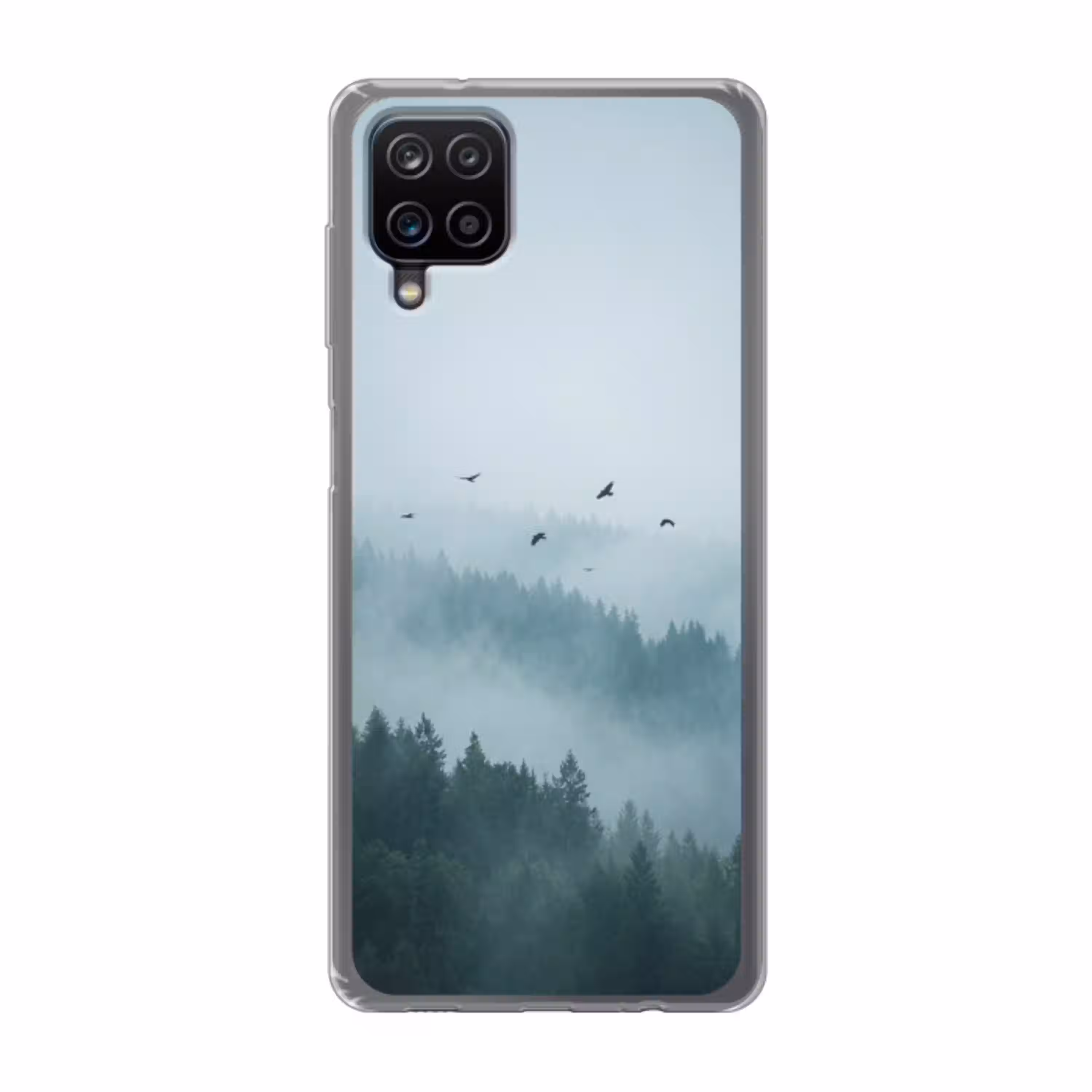 Bos - Mist - Vogels - Natuur - Groen Telefoonhoesje Samsung Galaxy A12 klein -3d