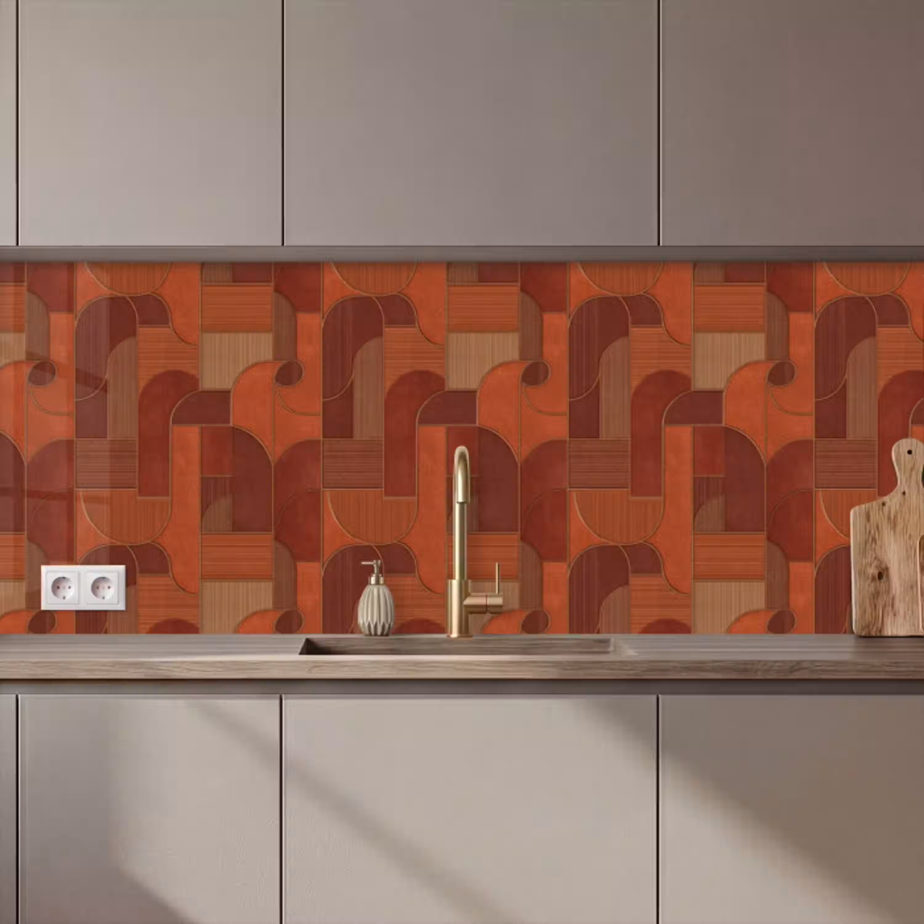 Geometrisch - Abstract - Textuur - Bruin keuken achterwand 2 middel 871 zz_3dshopping