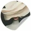 Vrouw - Beige - hoed Wandcirkel behangsticker klein -3d