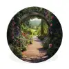 Doorkijk - Bloemen - Natuur - Rozenboog Wandcirkel aluminium klein -3d