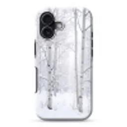 Berkenbomen - Sneeuw - Winter - Bos - Wit Toughcase MagSafe Apple iPhone 17 klein -3d