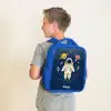 Astronaut - Planeet - Sterren - Raket Kinderrugzak - Blauw middel -sfeer2