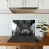 Schotse hooglander - Zwart - Wit - Sneeuwvlokken keuken achterwand spatscherm klein -sfeer2