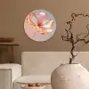 Glazen - Bloem - Roze Wandcirkel plexiglas klein -sfeer1