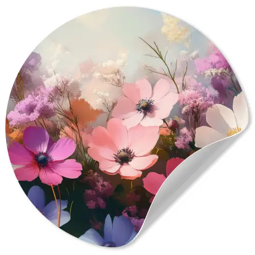Bloemen - Kleurrijk - Bloei Wandcirkel behangsticker klein -3d