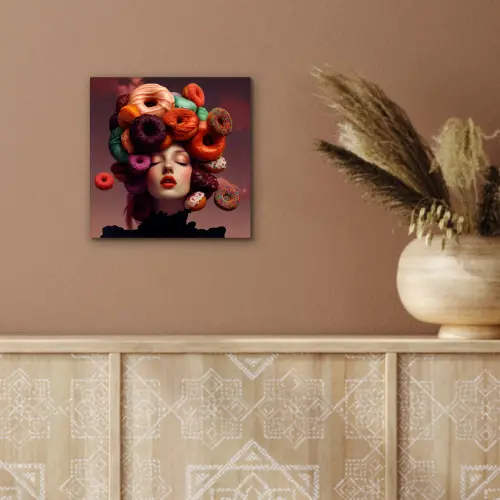 Vrouw - Donuts - Kleurrijk aluminium wit klein -sfeer4