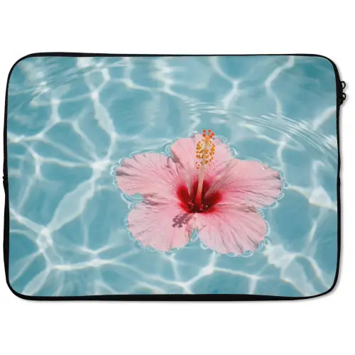 Hibiscus - Water - Roze laptophoes neopreen klein -zkaufland3dotto