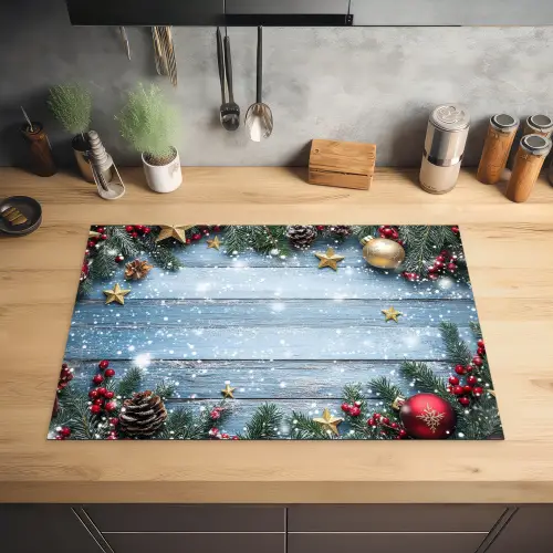 Kerstomlijsting - Sneeuw - Meerkleurig Inductie beschermer vinyl 3mm klein -sfeer5