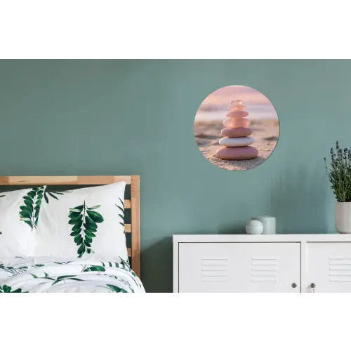 Stenen - Zand - Roze Wandcirkel aluminium klein -slaapkamer