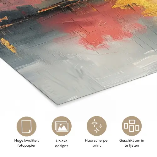 Modern - Abstract - Goud - Roze poster papier klein -closeup_NL