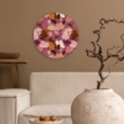 Bloem - Patroon - Roze Wandcirkel kunststof plaat 5mm dik klein 188 -sfeer1