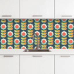 Retro - Bloemen - Scandinavisch keuken achterwand 2 middel 871 -3d