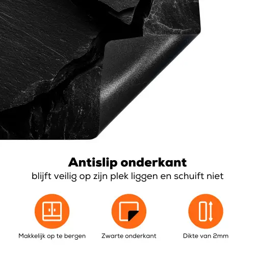 Zwart - Stenen - Rots Inductie beschermer vinyl 3mm klein -zzzzzzz-td-onderkant