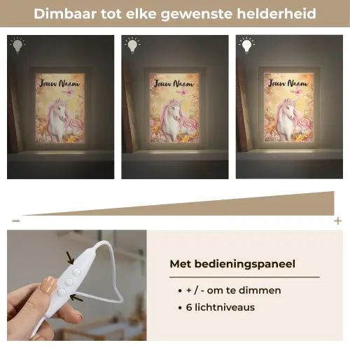 Eenhoorn - Bloemen - Vlinder - Roze Light Box met kabel (Kinderlampje) klein -USP_dimbaarNL