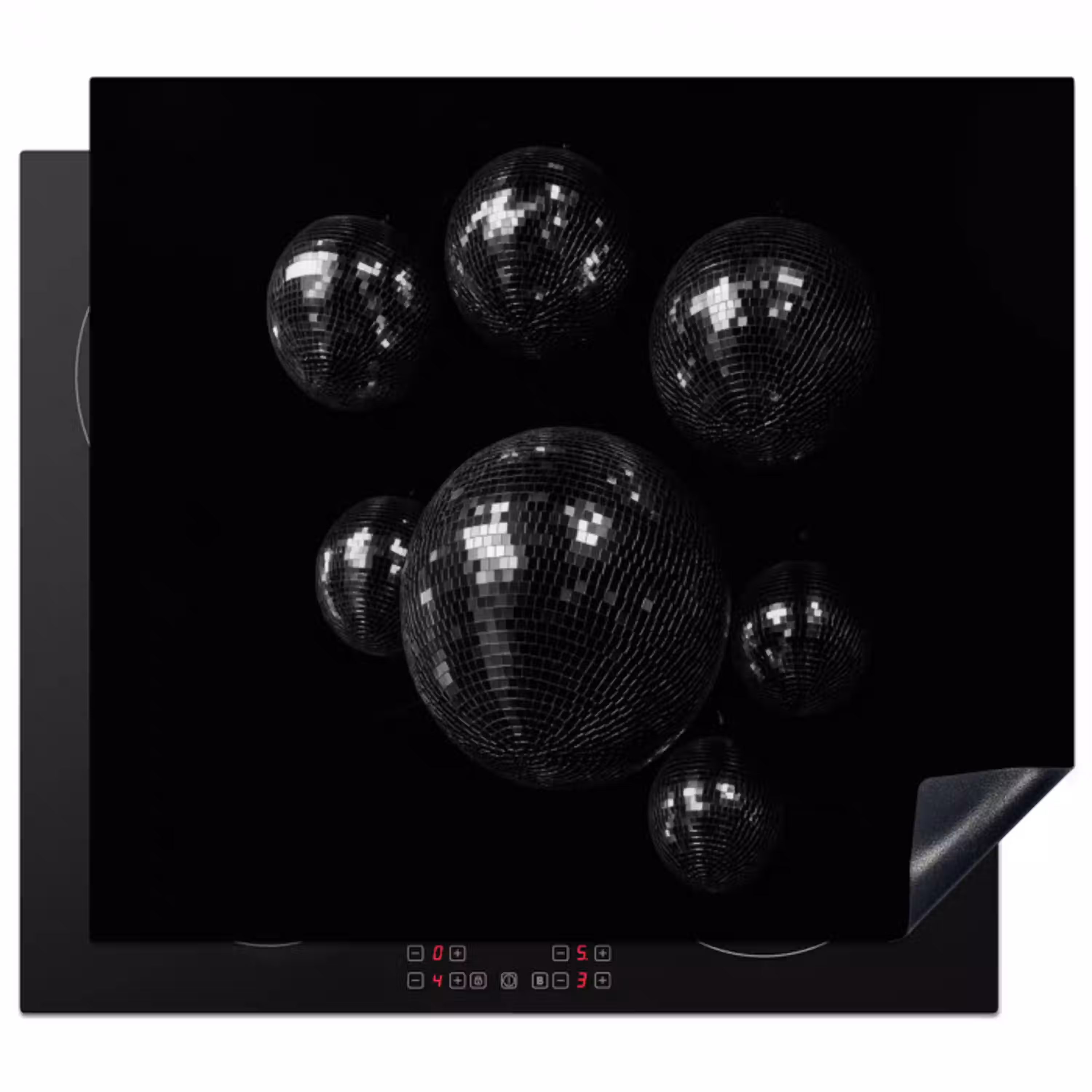 Discoballen - Minimalistisch - Zwart Inductie beschermer vinyl 3mm middel -3d