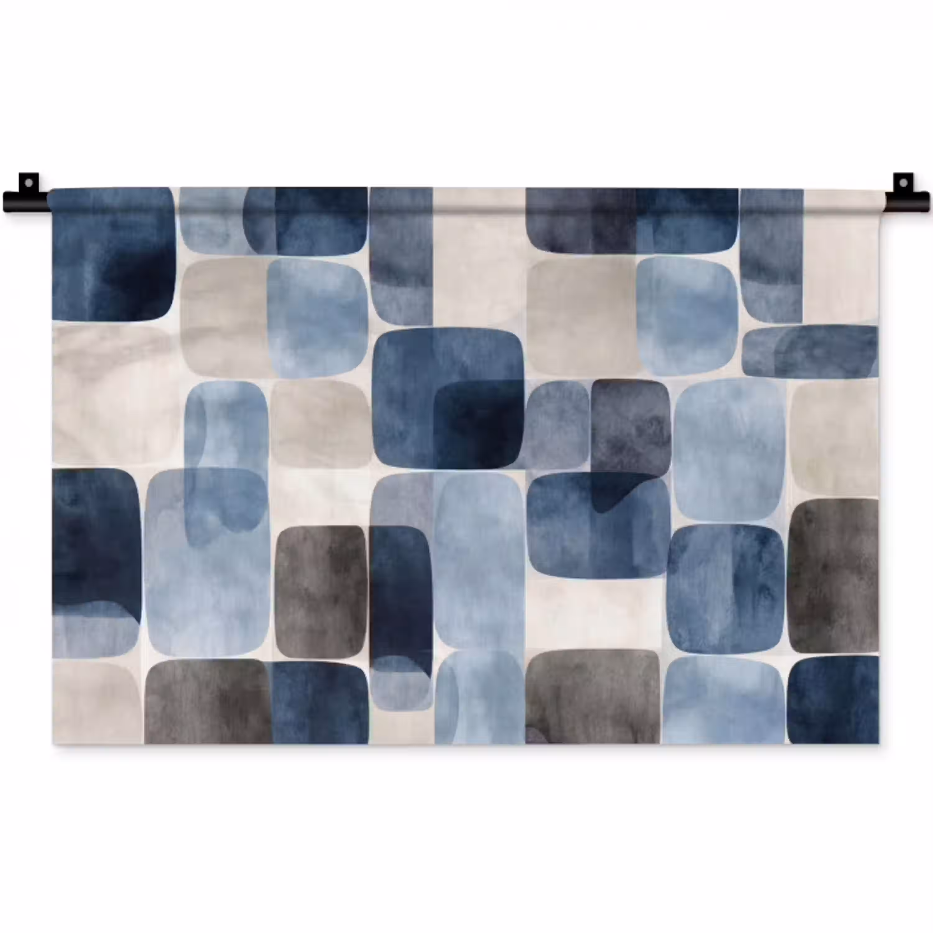 Patroon - Blauw - Vierkanten Wandkleed katoen klein -zz3d