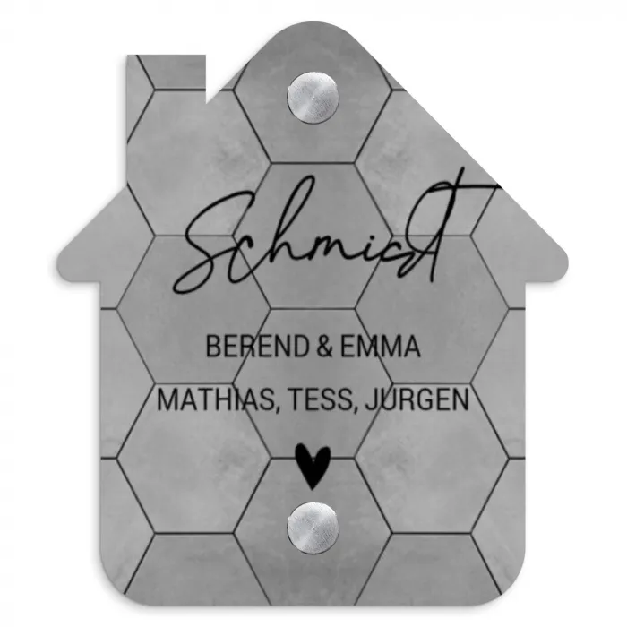 Grijze tegels - Sierlijk Naambord Huisje klein -3d