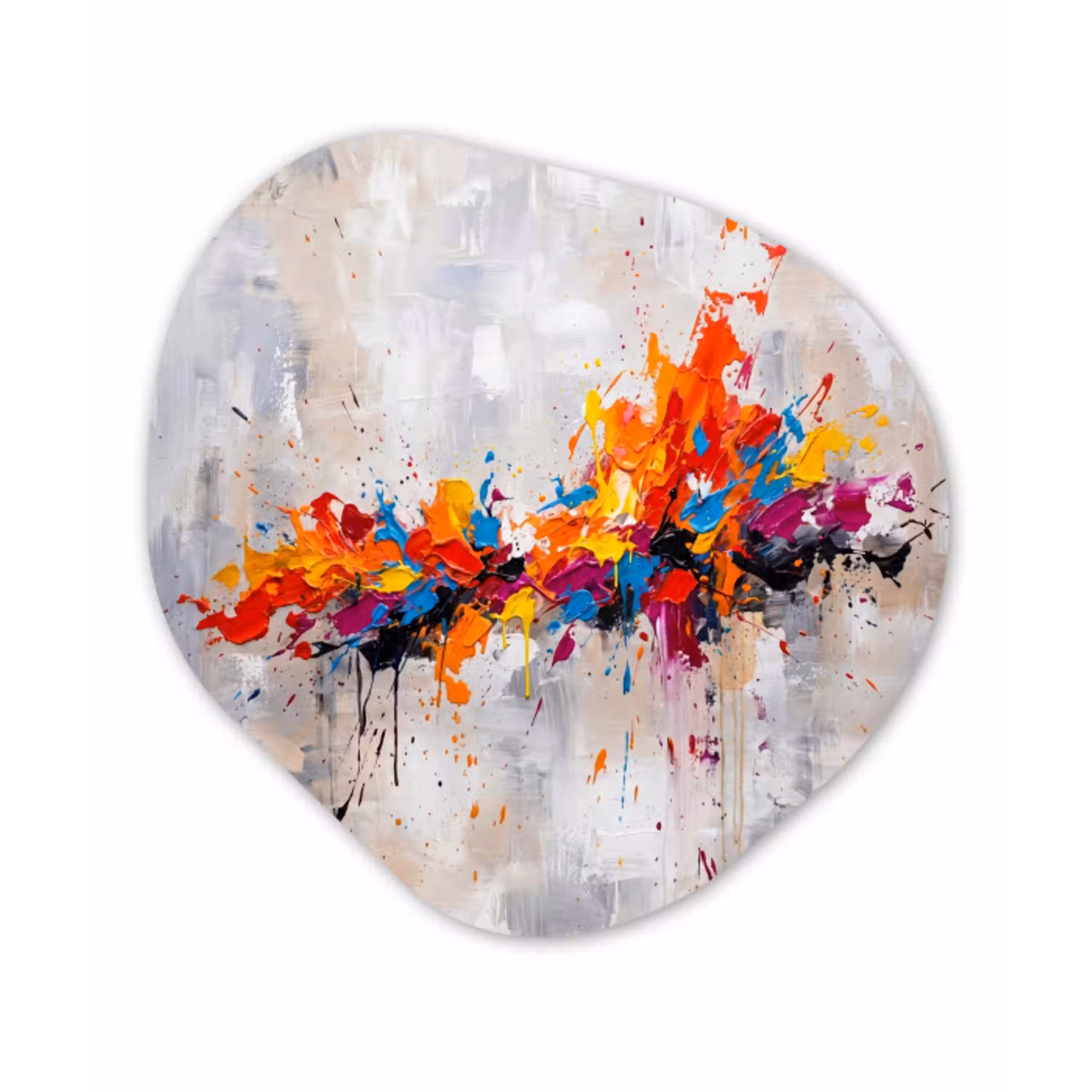 Abstract - Schilderij - Kleurrijk - Dynamisch Wandcirkel Organisch Forex 3mm klein -3d