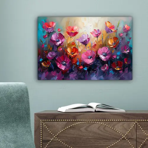 Bloemen - Botanisch - Kunst - Roze - Natuur canvas 2cm klein -sfeer4
