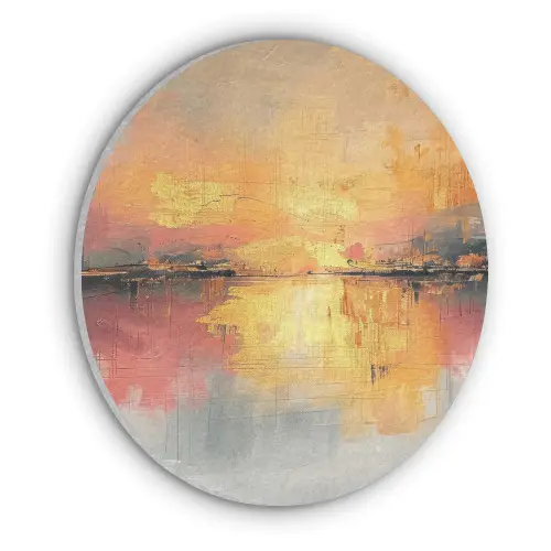 Modern - Abstract - Goud - Roze Akoestische PET Vilt - Rond klein -3d